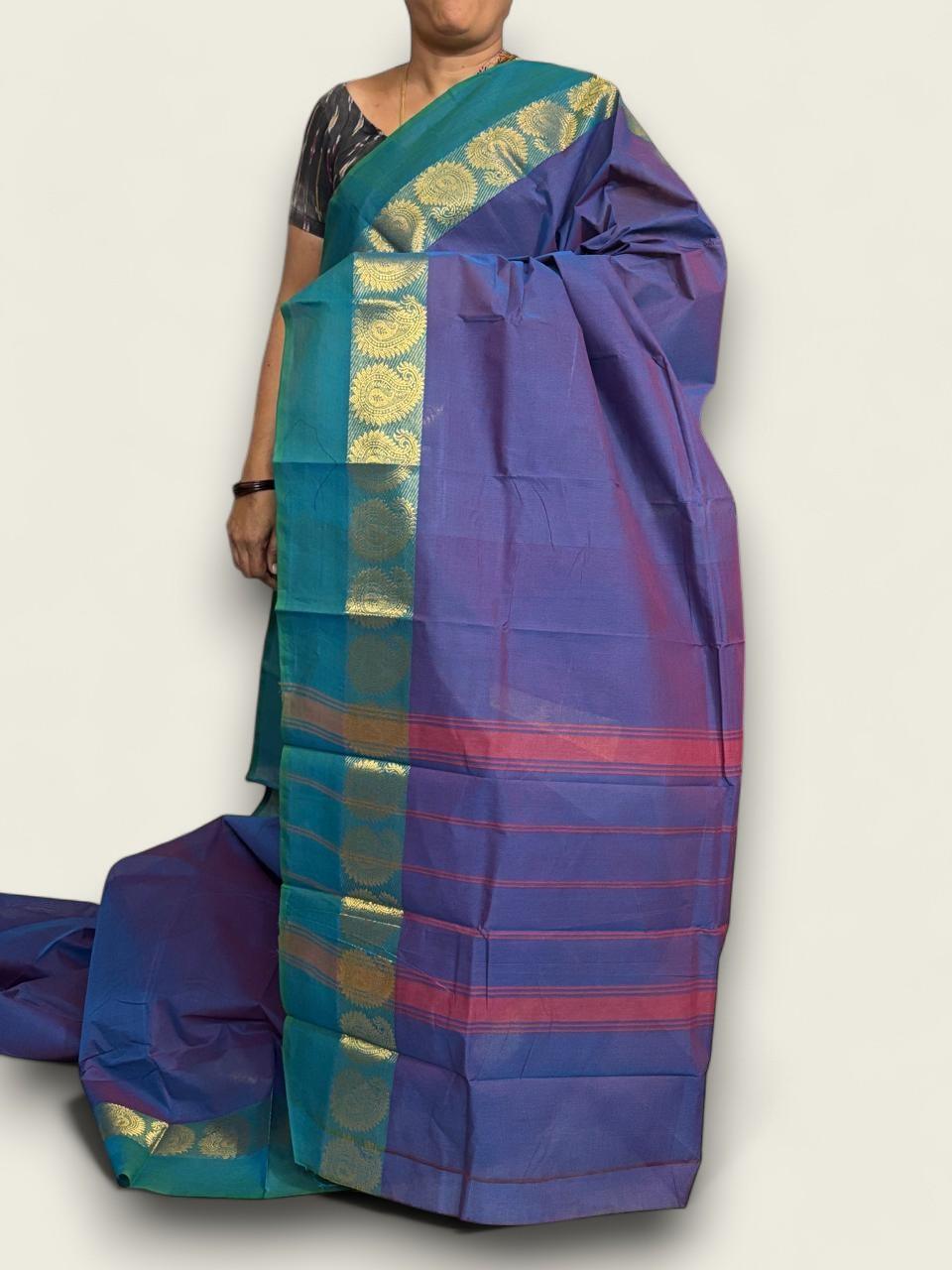 PURE NARAYANPET COTTON PLAIN SKY BLUE - pochampallysarees.com