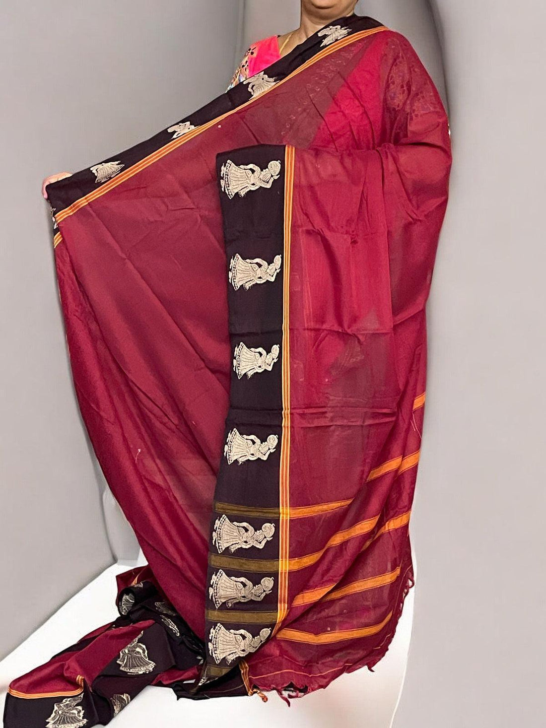 PURE NARAYANPET COTTON RED SARI - pochampallysarees.com
