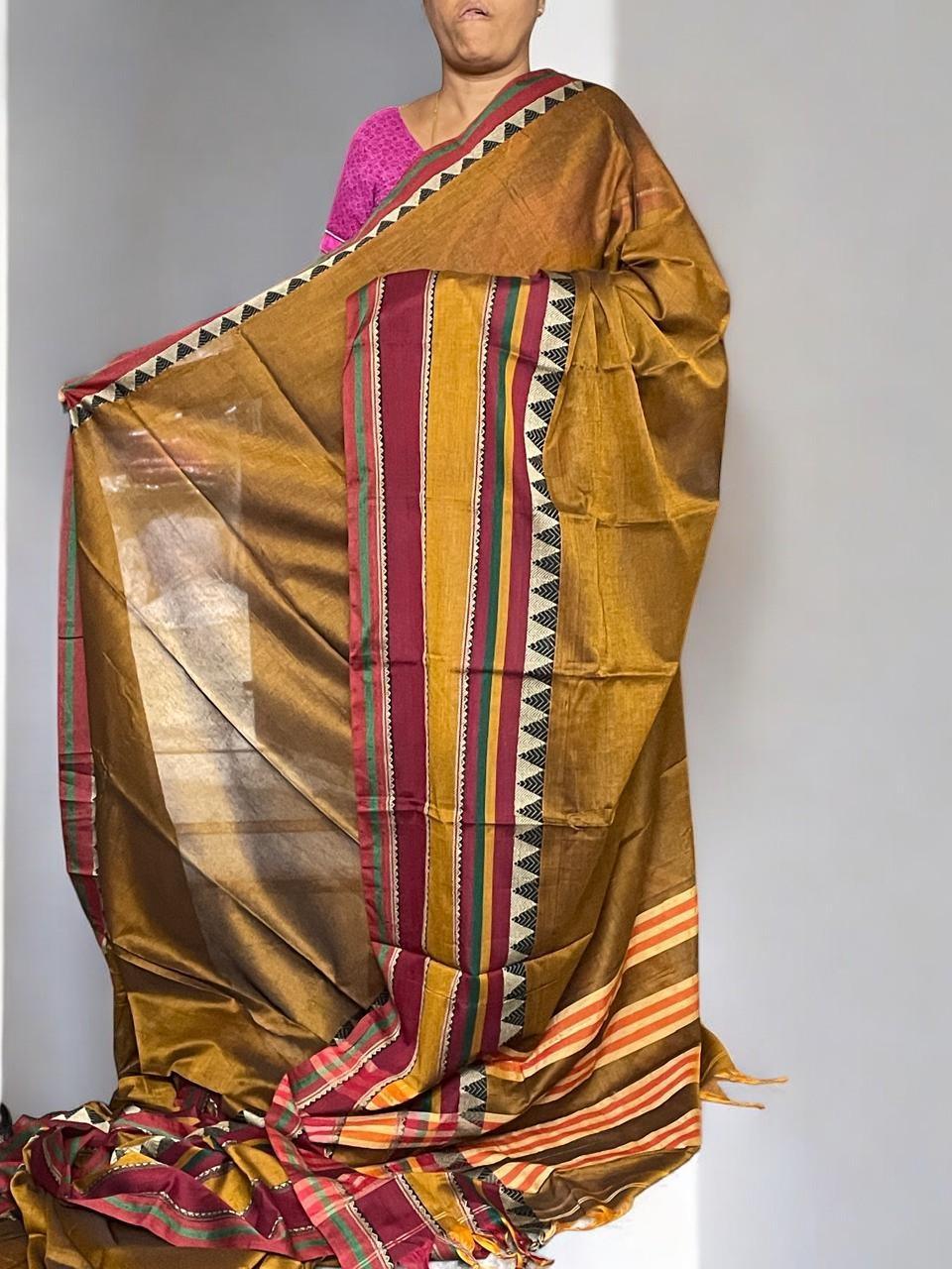 PURE NARAYANPET COTTON YELLOW SARI - pochampallysarees.com