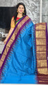 Pure Pochampally Ikkat Silk Kanchi Border Ananda Blue Body Lavender Pallu Same Pallu As Blouse - pochampallysarees.com
