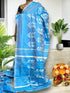 Pure Pochampally Ikkat Silk Light Blue Sari - pochampallysarees.com