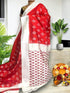 Pure Pochampally Ikkat Silk Red Cream Sari - pochampallysarees.com