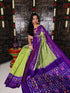 Pure Pochampally Ikkat Silk Sari Olive Green Purple - pochampallysarees.com