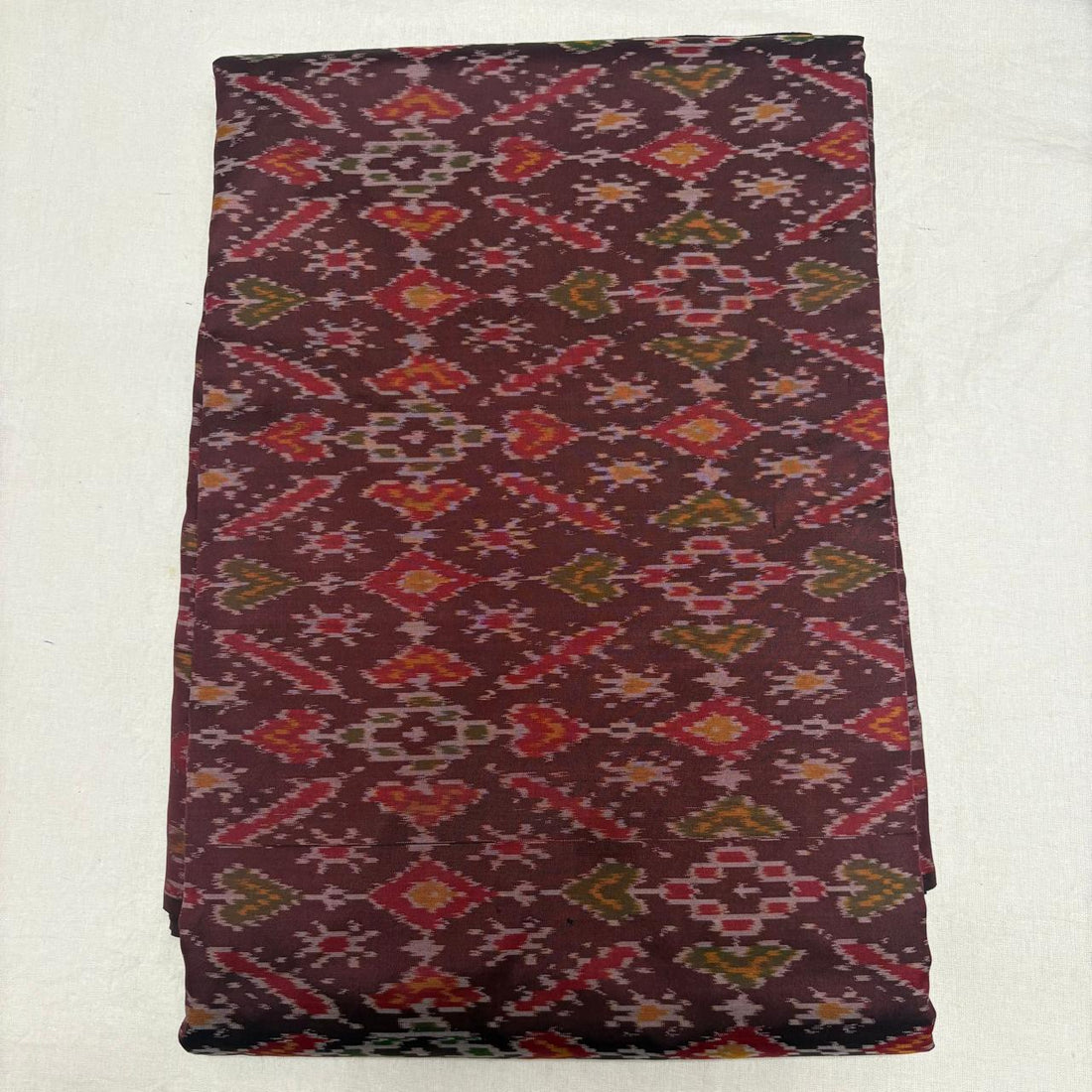 Pure Silk Handwoven Ikat Fabric with Silk Mark Certification – Deep Wine Maroon