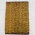 Folded earthy olive green pure silk Ikat fabric featuring traditional geometric diamond and amber rust motifs with Silk Mark certification.