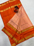 Pure Uppada Silk Cream Rust Saree - pochampallysarees.com