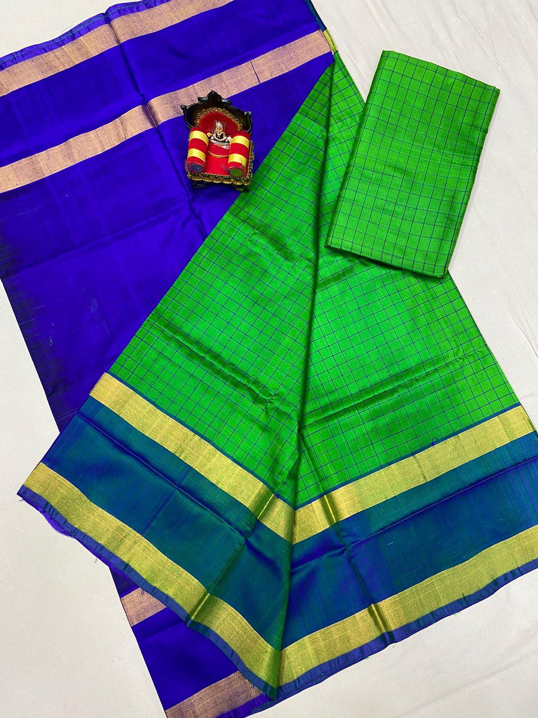 Pure Uppada Silk Green Blue Saree - pochampallysarees.com