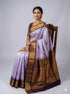 Pure Gadwal Silk Saree in Lavender & Deep Purple with Rich Gold Zari Brocade Pallu | Traditional Handloom Pattu Saree for Weddings & Festivals - pochampallysarees.com