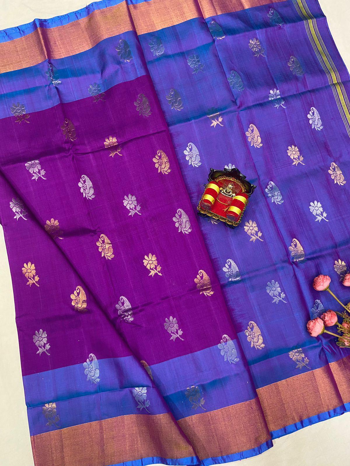 Purple Uppada Butta Silk Saree - pochampallysarees.com