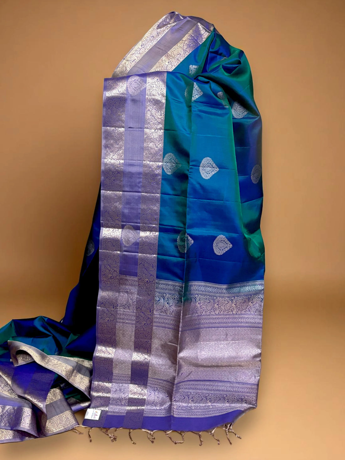 Rama Green Color Designer Kanchi Pure Soft Silk Saree - pochampallysarees.com
