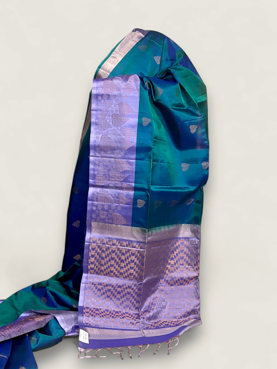 Rama Green Light Voilet Color Designer Kanchi Pure Soft Silk Saree - pochampallysarees.com