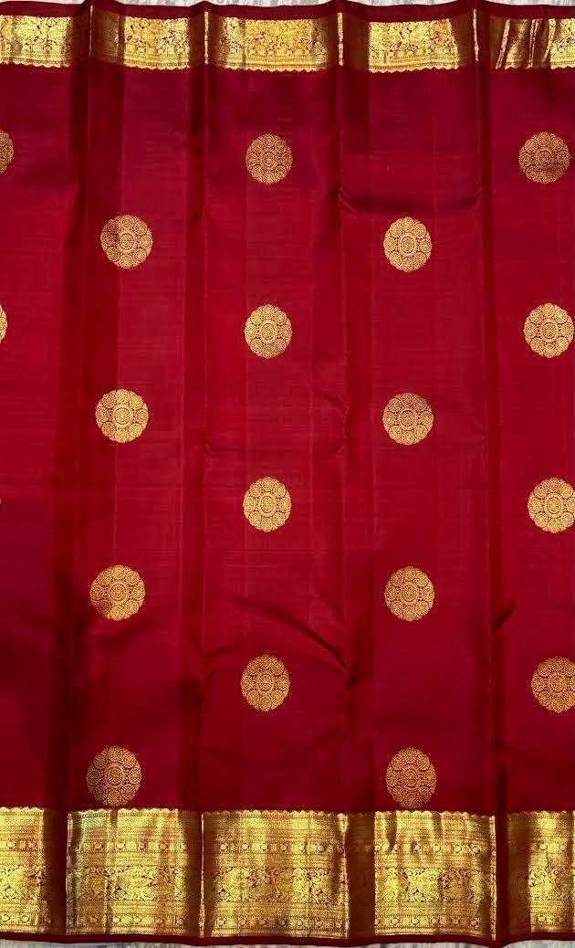 Pure Maroon Kanchipuram Pattu Saree | Authentic Kanchi Silk - pochampallysarees.com