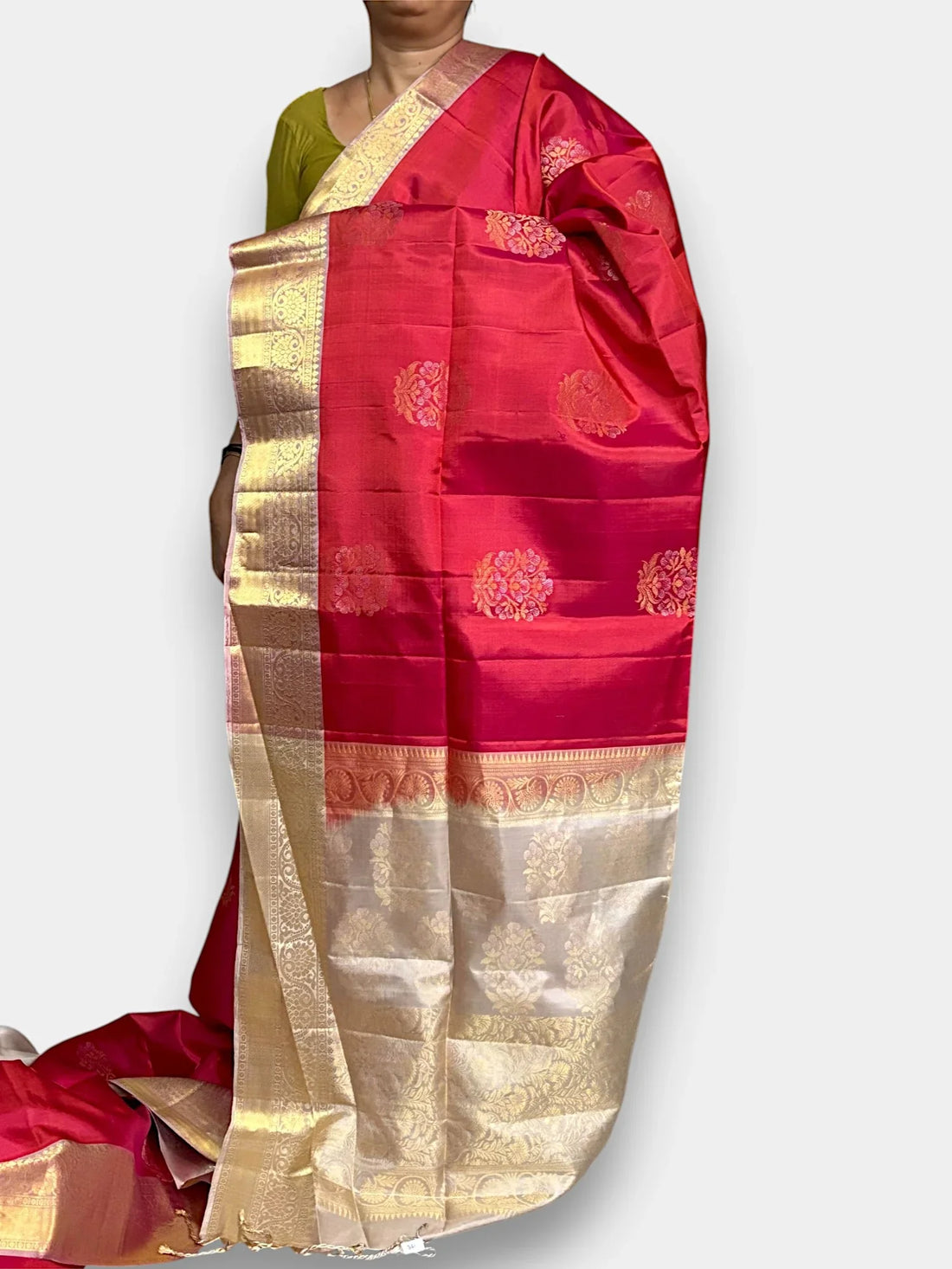 Red Cream Color Designer Kanchi Pure Soft Silk Saree - pochampallysarees.com