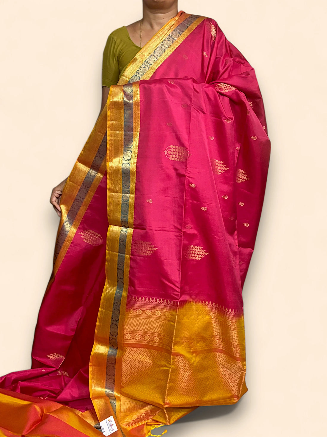 Red Gold Color Designer Kanchi Pure Soft Silk Saree - pochampallysarees.com