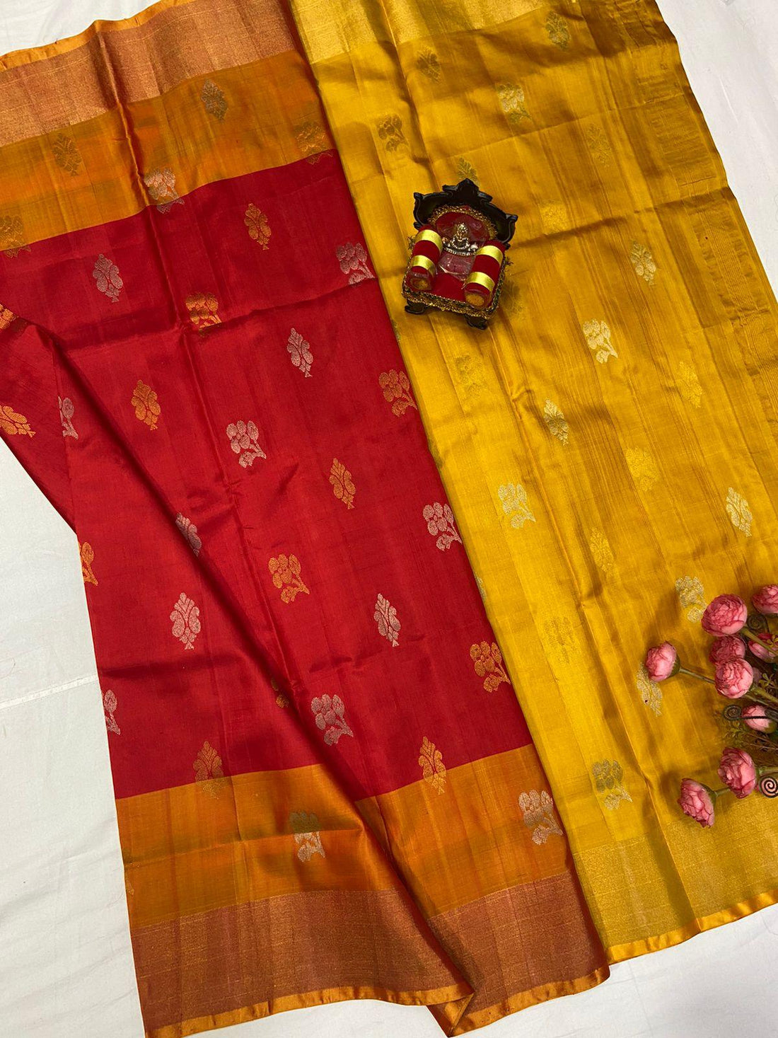 Red Uppada Butta Pure Silk Saree - pochampallysarees.com