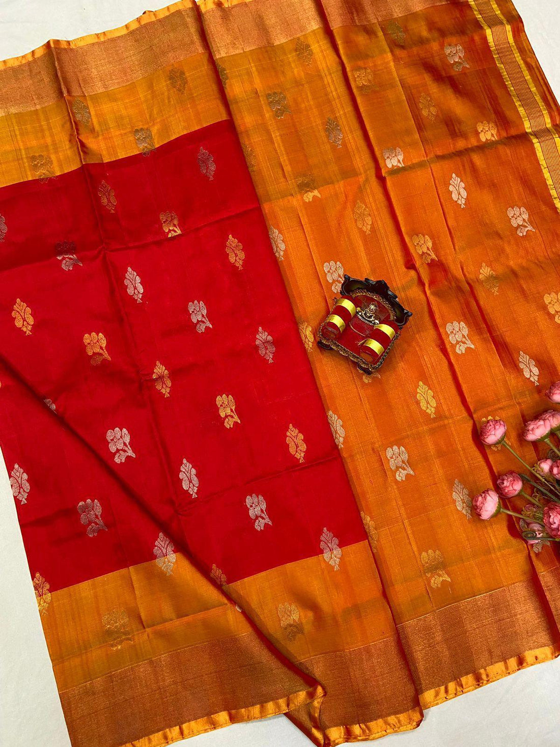 Red Uppada Butta Silk Saree - pochampallysarees.com