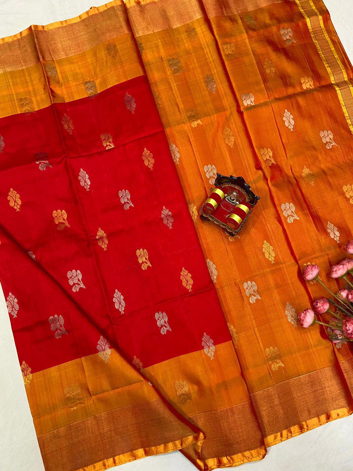 Red Uppada Butta Silk Saree - pochampallysarees.com