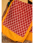 RED WITH YELLOW COLOR IKKAT COTTON DUPATTA - pochampallysarees.com