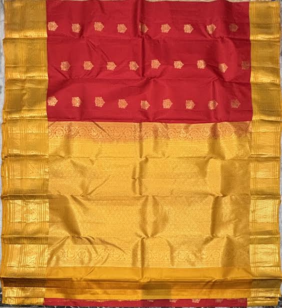 Authentic Red &amp; Gold Kanchipuram Pure Pattu Saree | Silk Mark Certified