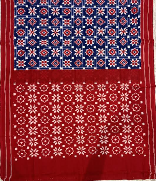 Authentic Handloom Telia Rumal Double Ikkat Cotton Saree