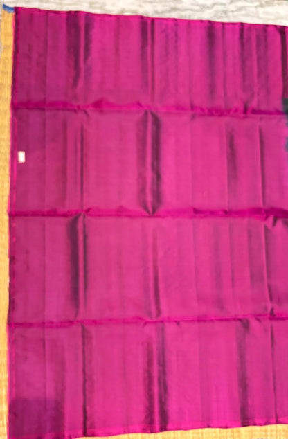 Pure Kanchi Pattu Soft Silk Saree in Gray with Magenta Zari Pallu (Silk Mark Certified)