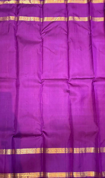 Kanchi Silk Saree – Crimson Red &amp; Royal Purple Zarikat Work