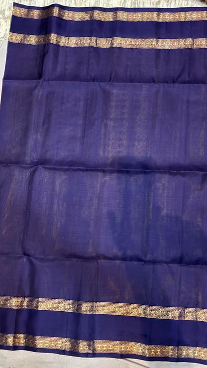 Yellow &amp; Navy Blue Pure Kanchipuram Pattu Saree With Price