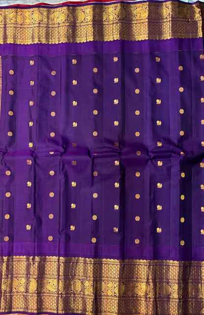 Gadwal Silk Saree – Parrot Green &amp; Lavender - pochampallysarees.com