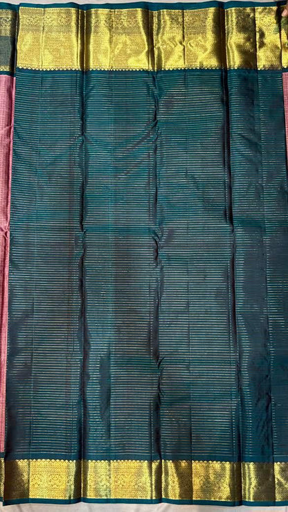 Exquisite Mauve and Teal Kanchipuram Pattu Saree With Price | Bridal Silk - pochampallysarees.com