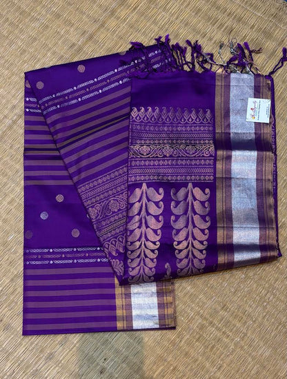 Elegant Purple Kanchi Soft Silk Saree with Zari Border