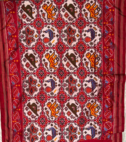 Authentic Pochampally Ikkat Patola Silk Saree with Traditional Elephant &amp; Cart Motifs - pochampallysarees.com