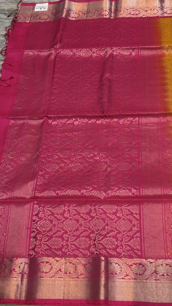 Kanchi Pure Soft Silk Ikat Body Saree with Pink Pallu