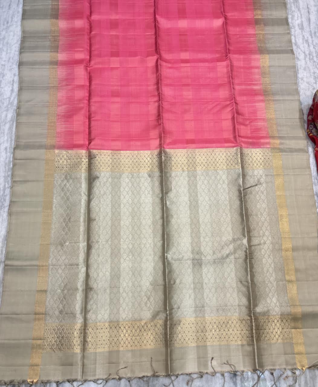 Pink Kanchi Soft Silk Saree with Woven Silver Zari Pallu