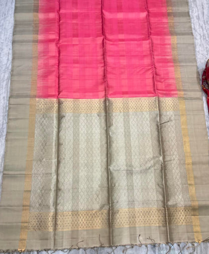 Pink Kanchi Soft Silk Saree with Woven Silver Zari Pallu