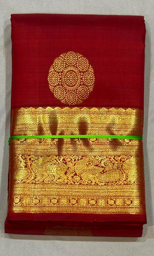 Pure Maroon Kanchipuram Pattu Saree | Authentic Kanchi Silk - pochampallysarees.com