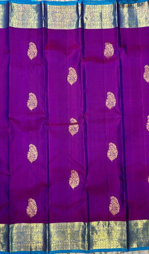 Pure Purple Kanchipuram Pattu Saree | Authentic Kanchi Silk - pochampallysarees.com