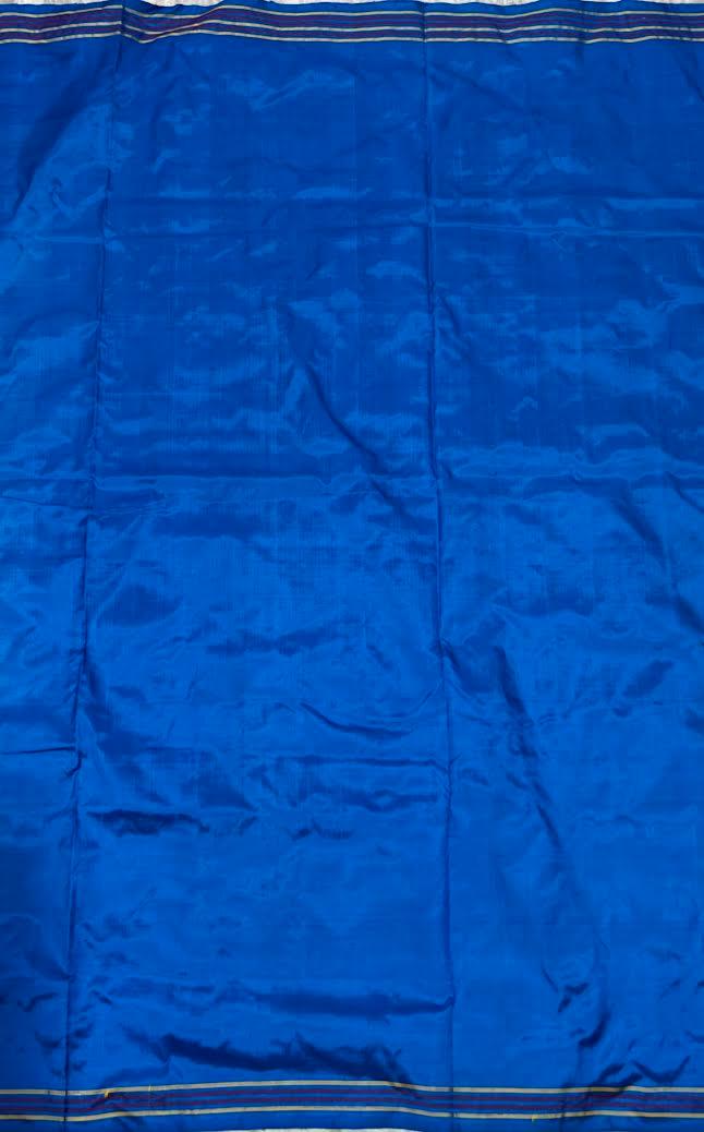 Royal Blue &amp; Maroon Patola-Inspired Ikat Silk Saree with Traditional Elephant Motifs - pochampallysarees.com