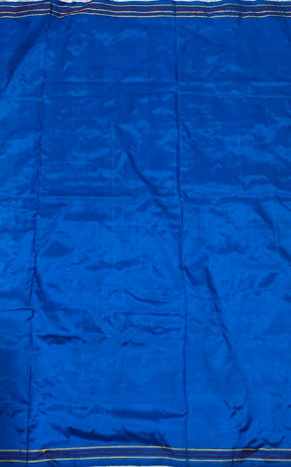 Royal Blue &amp; Maroon Patola-Inspired Ikat Silk Saree with Traditional Elephant Motifs - pochampallysarees.com