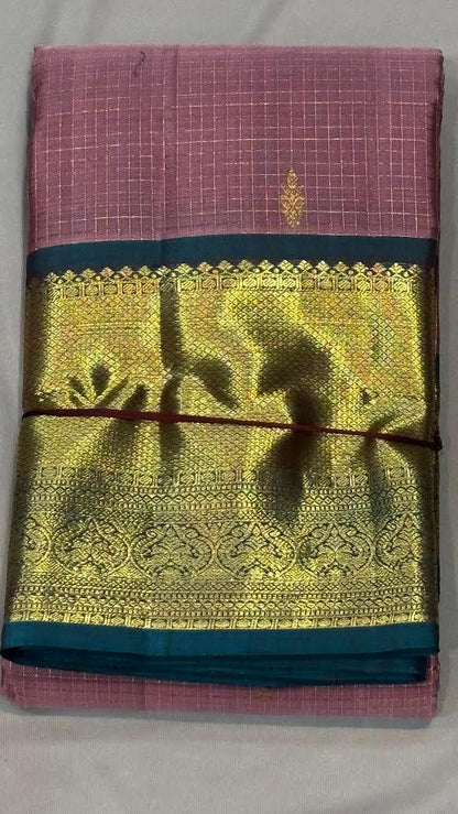 Exquisite Mauve and Teal Kanchipuram Pattu Saree With Price | Bridal Silk - pochampallysarees.com