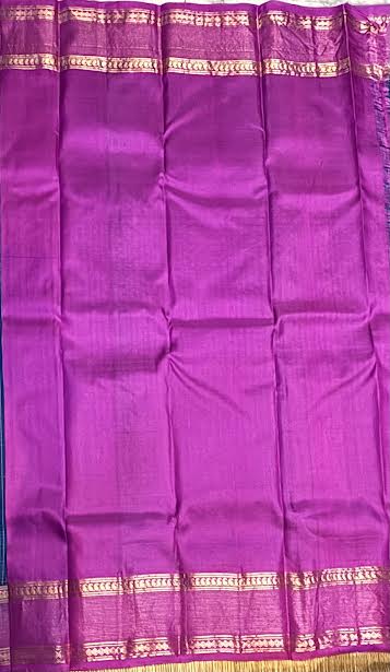 Royal Blue &amp; Magenta Kanchi Soft Silk Saree with Zari Pallu