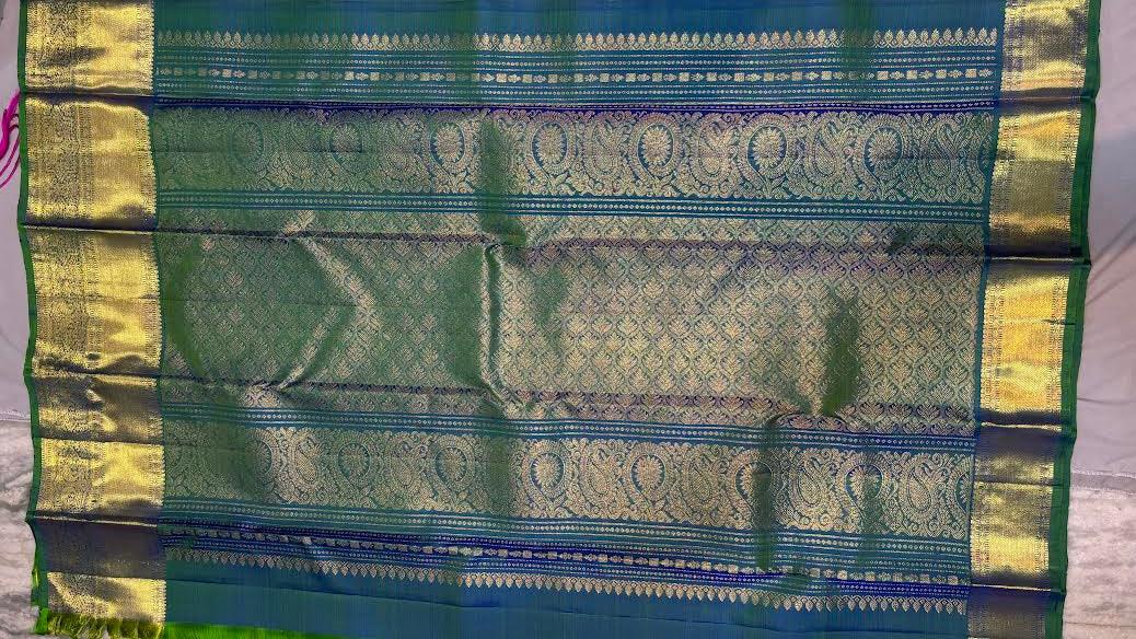 Exquisite Teal Blue Kanchipuram Pattu Saree with Price | Bridal Silk - pochampallysarees.com