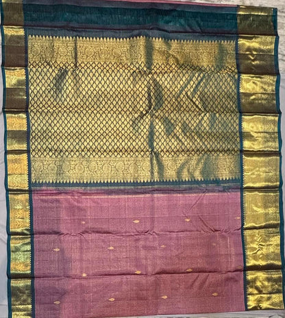 Exquisite Mauve and Teal Kanchipuram Pattu Saree With Price | Bridal Silk - pochampallysarees.com