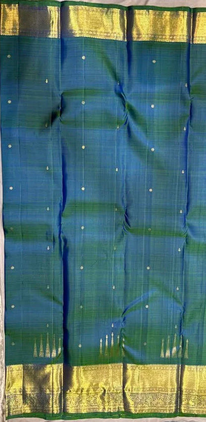 Exquisite Teal Blue Kanchipuram Pattu Saree with Price | Bridal Silk - pochampallysarees.com