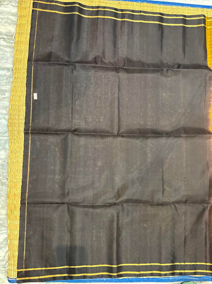 Mustard Yellow and Coffee Brown Kanchi Soft Silk Saree with Zari Pallu Silk Mark