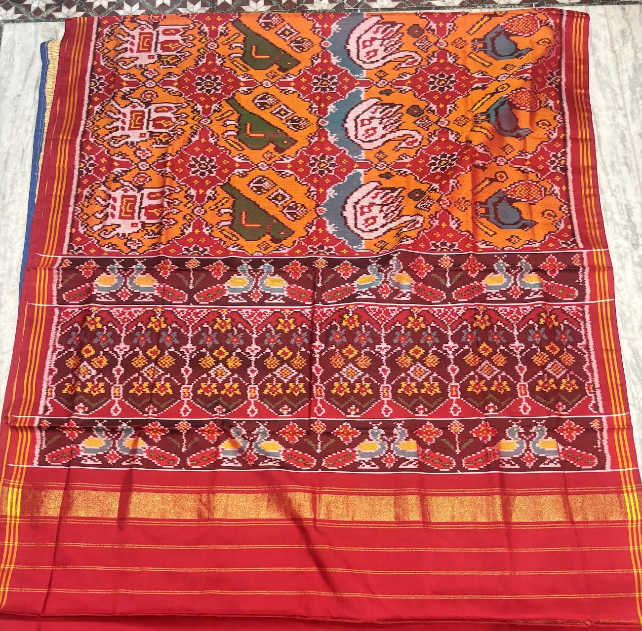 Authentic Red and Orange Ikkat Real Patola Silk Saree