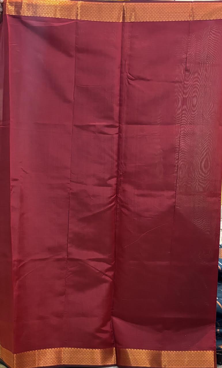 Deep Teal Blue and Maroon Red Kuppadam Pattu Saree with Wave Zari Weave