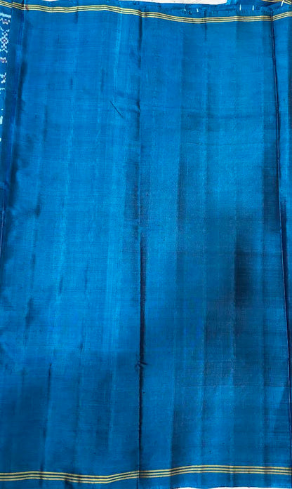 Elegant Teal Blue Patola Silk Saree with Traditional Motifs