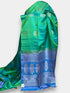 Sea Green Blue Color Designer Kanchi Pure Soft Silk Saree - pochampallysarees.com