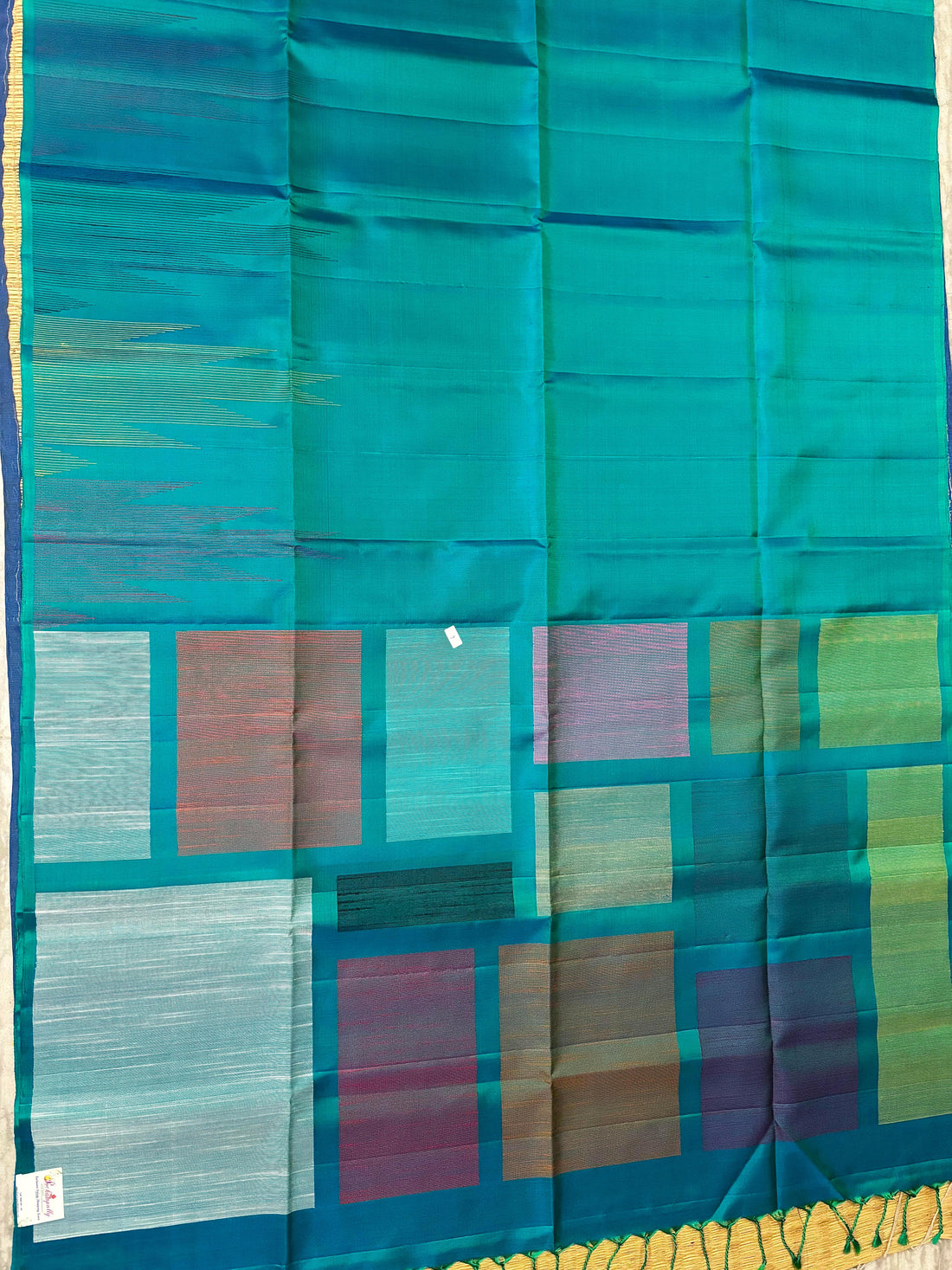 Sea Green Designer Kanchi Pure Soft Silk Saree - pochampallysarees.com