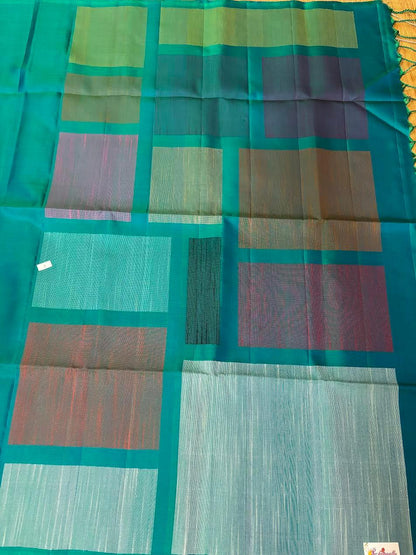 Sea Green Designer Kanchi Pure Soft Silk Saree - pochampallysarees.com